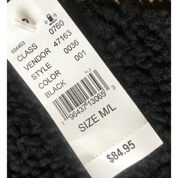 PACSUN LA Hearts Reversible Sherpa Jacket Size Medium/Large Black New - Picture 8 of 10